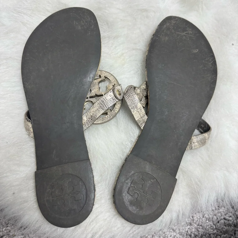Tory Burch Snakeskin Gold Hardware Miller Flip Flop Sandals 9